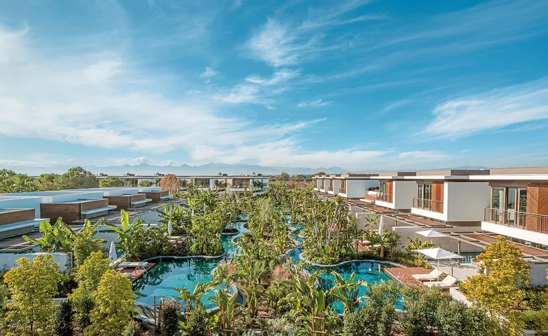 Zračni posnetek luksuznih Bayou vil z zasebnimi bazeni