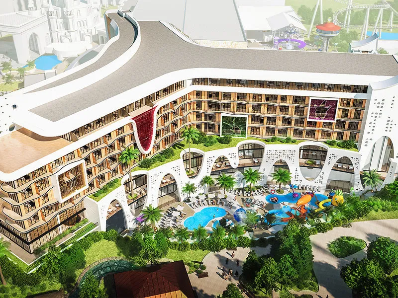 Pogled na pravljični grad in akvapark The Land of Legends